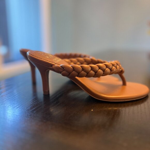 Vince Camuto Ladeinela Braided Strap Kitten Heel Sandals Brown, 5.5 - Picture 2 of 6